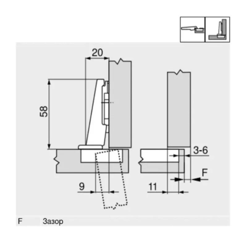Завіса Blum Modul накладна 100⁰ 91M2550 MB V250 NI Нікель - 2