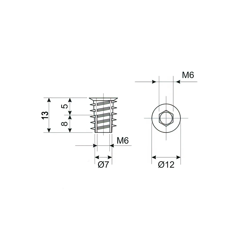 Муфта DC для ніжки М6 - 2