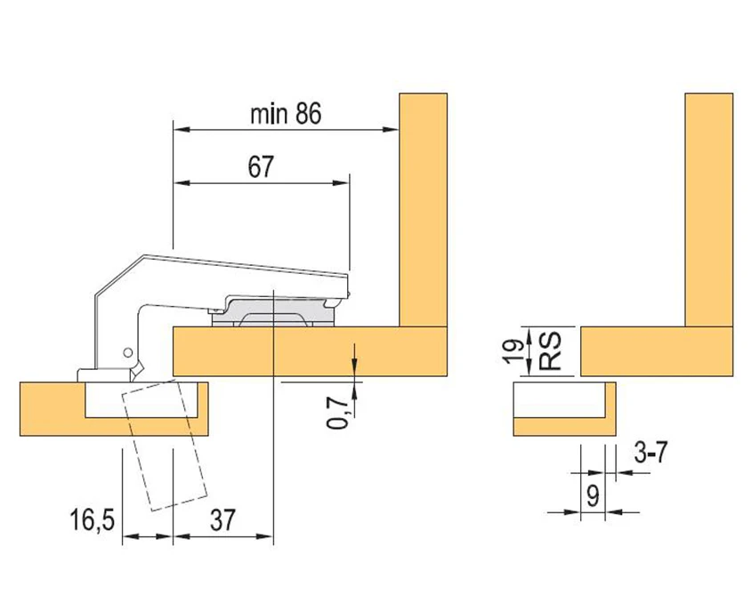 Завіса Blum накладна під фальшпанель 95° 79T9950,37MB V50 NI Нікель - 2