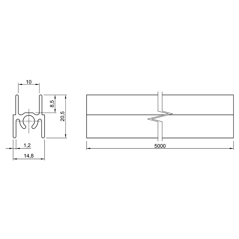 Профіль горизонтальний верхній до розсувної системи Rolla 5,1м Бронза світла - 2