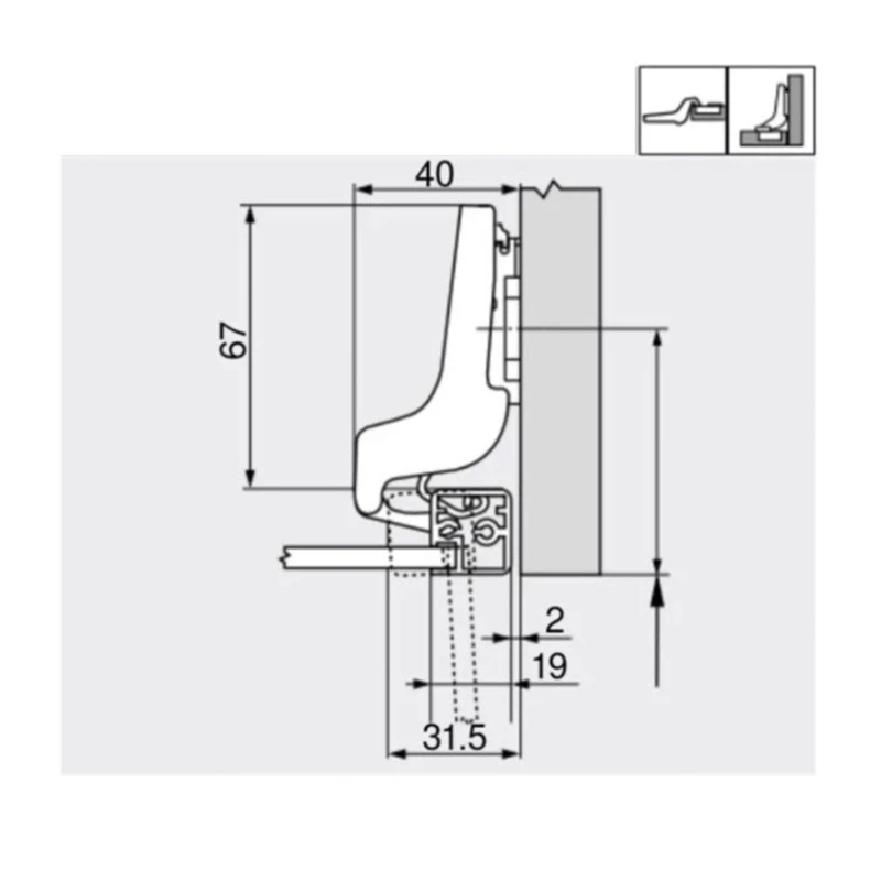 Завіса Blum вкладна для алюмінієвих профілів 95⁰ 71T970A MB V50 NI Нікель - 2