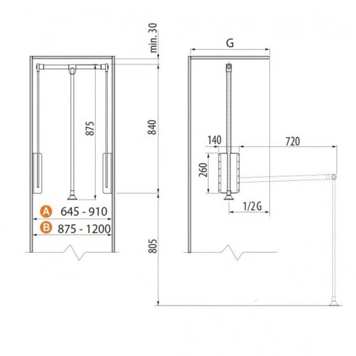 Пантограф GTV PG-GA83115-10 з газовим підйомником 875-1200мм до 12кг Білий/Хром - 2