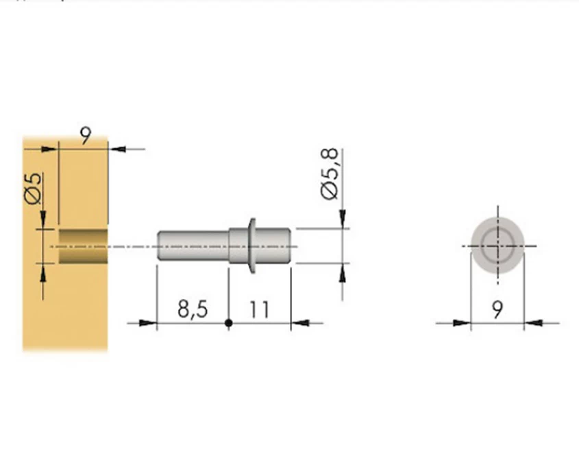 Дюбель для полицетримача Italiana Ferramenta FLIPPER з гладким штифтом - 2