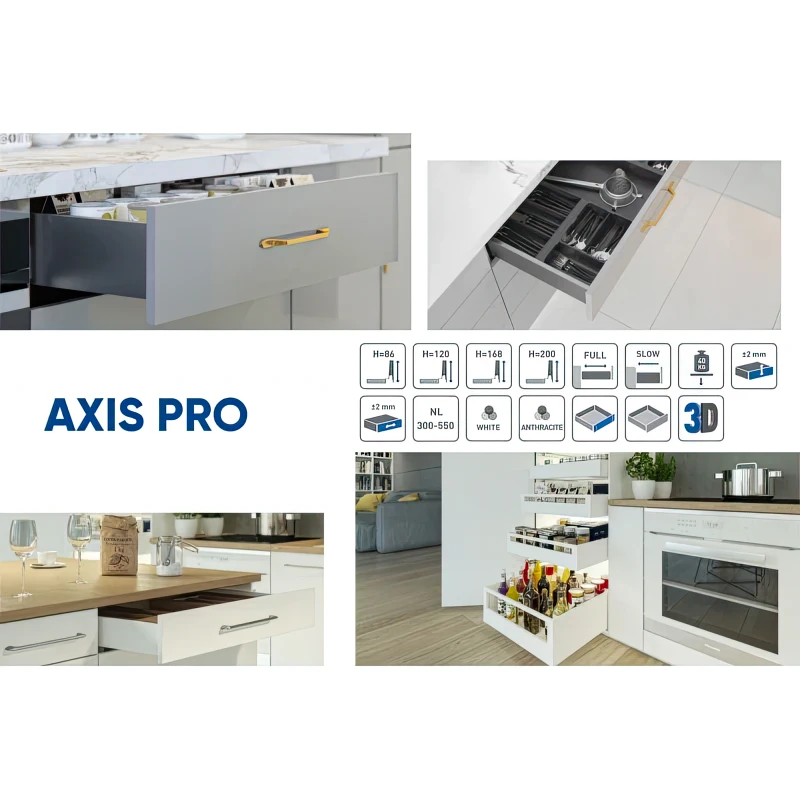 Напрямні GTV AXIS PRO PB-AXISPRO-KPL450A1 L-450мм низький Н-84мм Білий - 2