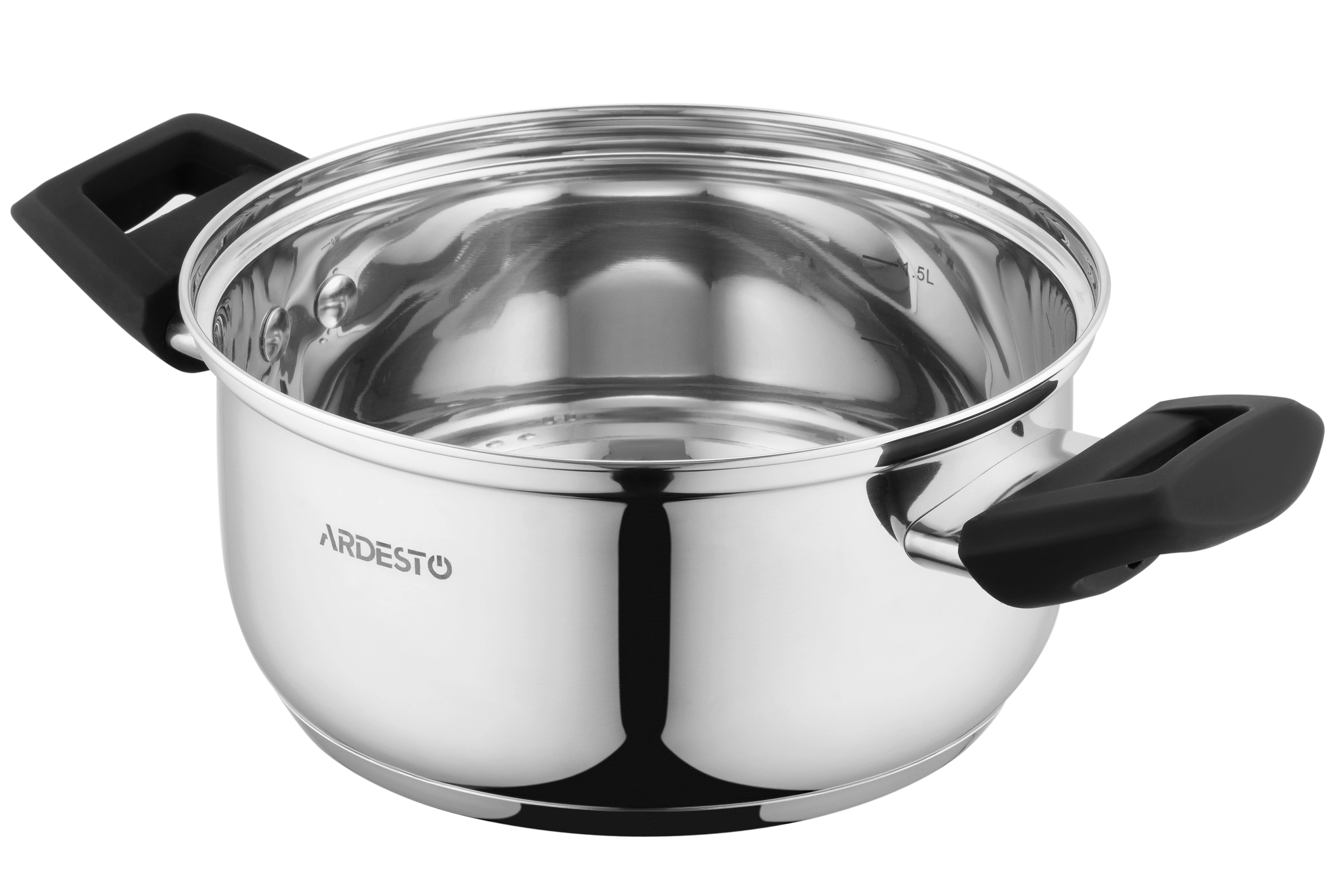 Каструля зі скляною кришкою Ardesto Gemini Piemonte, 2л, нержавіюча сталь, бакеліт - 2