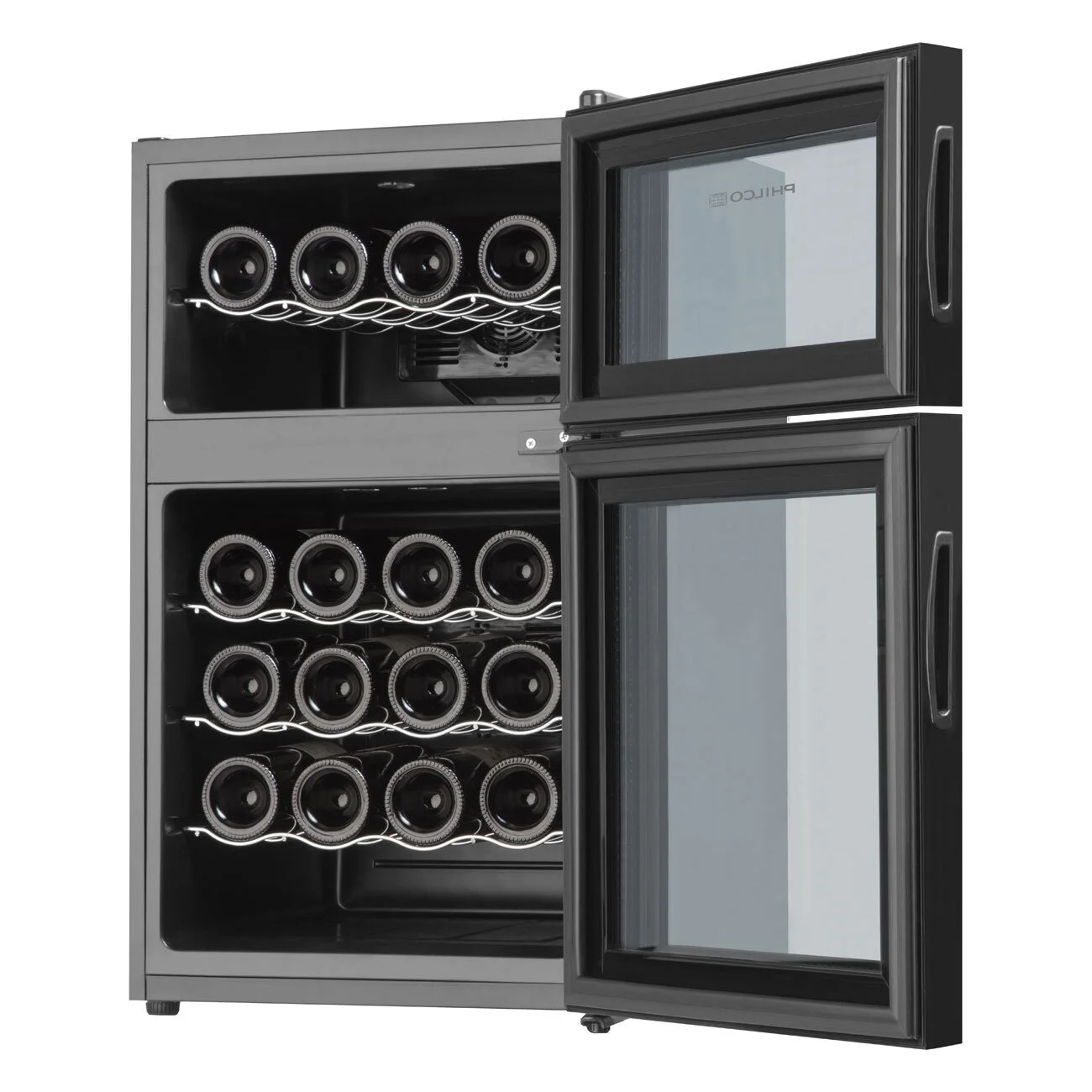 Холодильник Philco для вина,  74х43х52, холод.відд.-70л, зон - 2, бут-24, диспл, підсвітка, чорний - 2