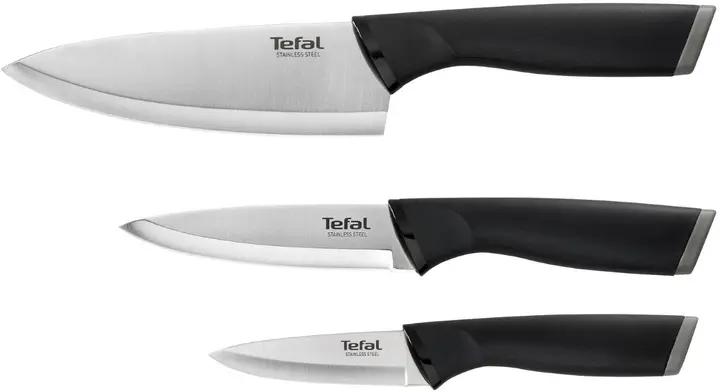 Набір ножів Tefal Comfort, 3шт, нержавіюча сталь, пластик, чорний