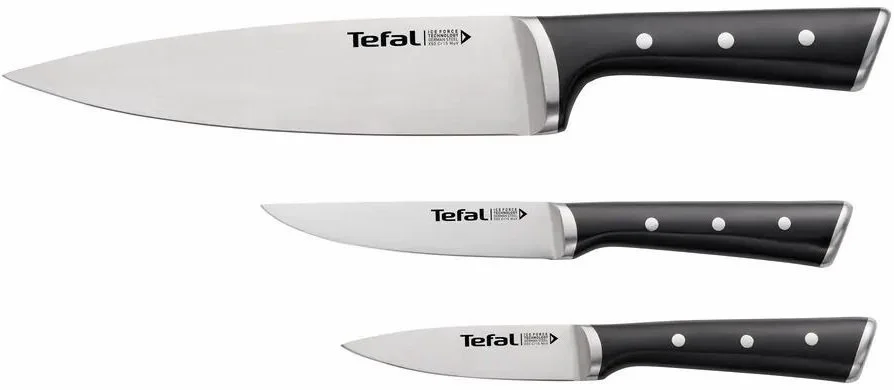 Набір ножів Tefal Ice Force, 3шт, нержавіюча сталь, пластик, чорний - 2