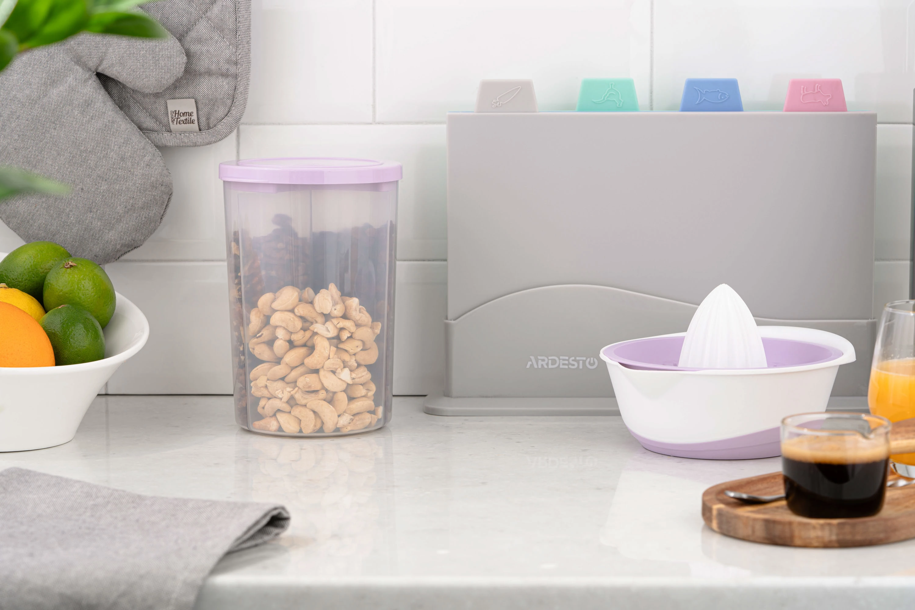 Контейнер для зберігання харчових продуктів 3 в 1 Ardesto Fresh, 3х0.75л, пластик, ліловий - 2
