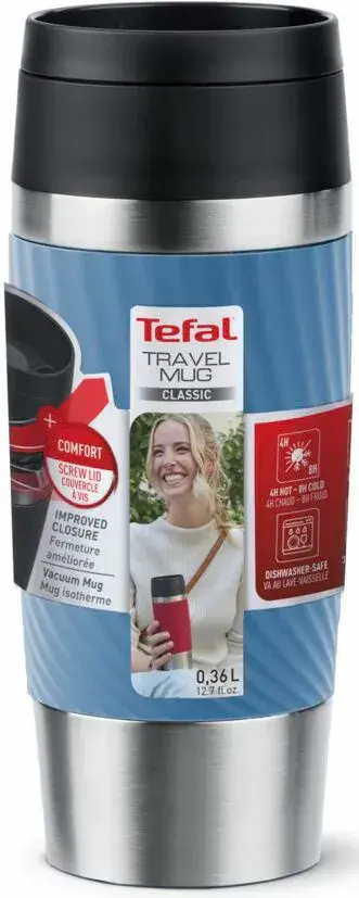 Термочашка Tefal Travel Mug Classic Twist, 360мл, нержавіюча сталь, блакитний - 2