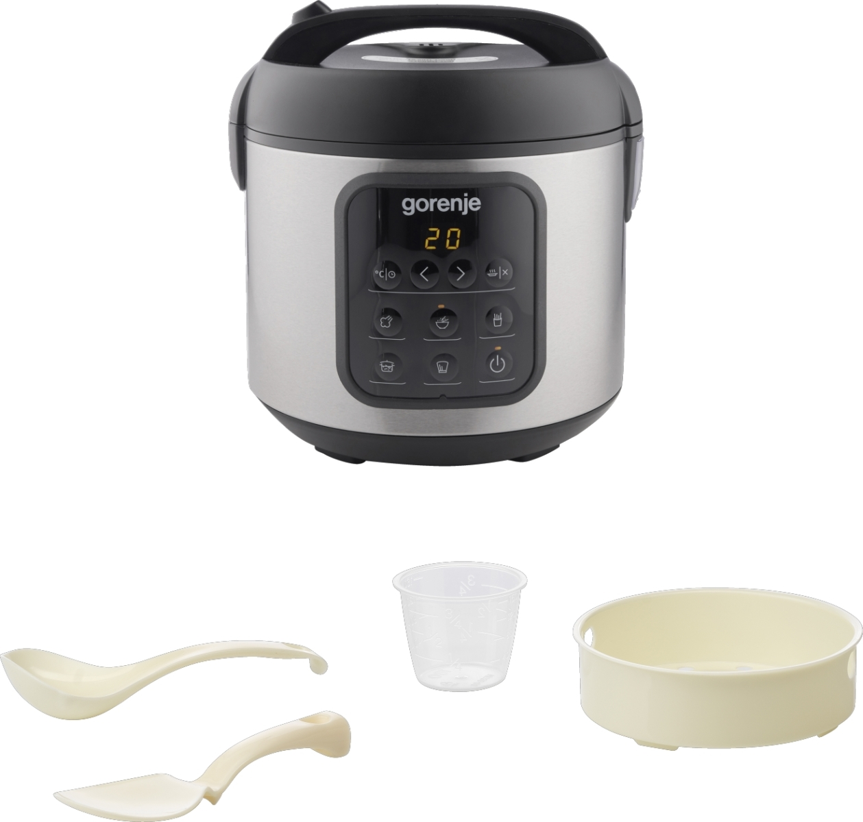 Мультиварка Gorenje, 476Вт, мини, чаша-2л, електронне керув., 5 програм, метал/пластик, чорний - 2