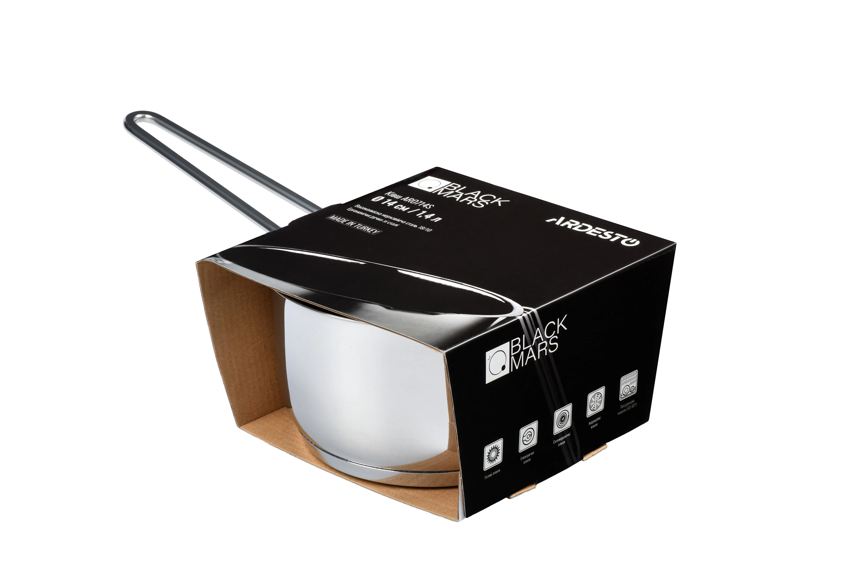 Ківш Ardesto Black Mars, 1.4л, нержавіюча сталь - 2