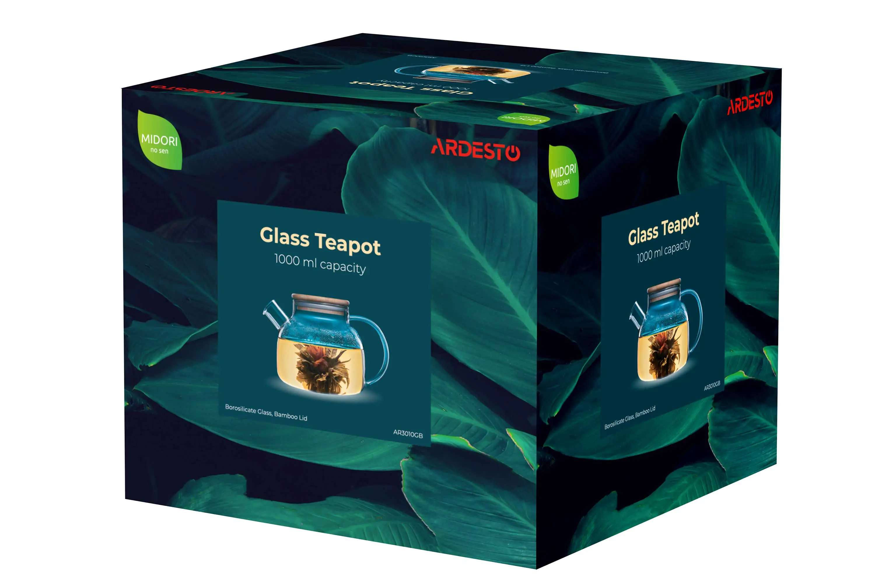 Заварник Ardesto Midori, 1000мл, боросилікатне скло, бамбук, прозорий - 2
