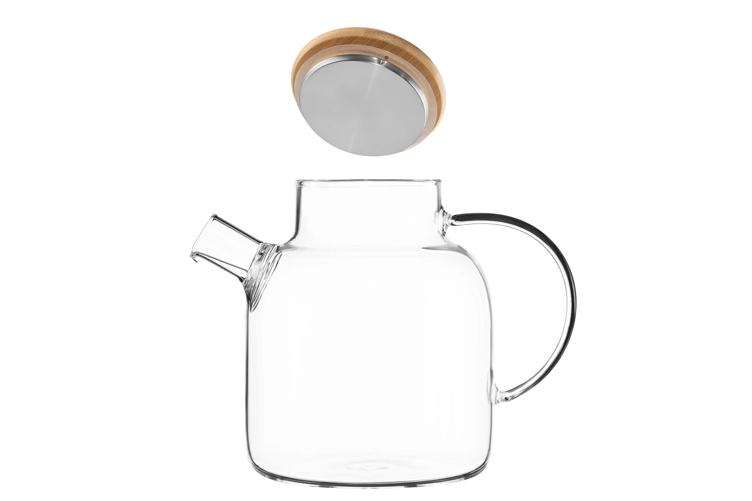 Заварник Ardesto Gemini 1500мл, боросилікатне скло, бамбук, прозорий - 2
