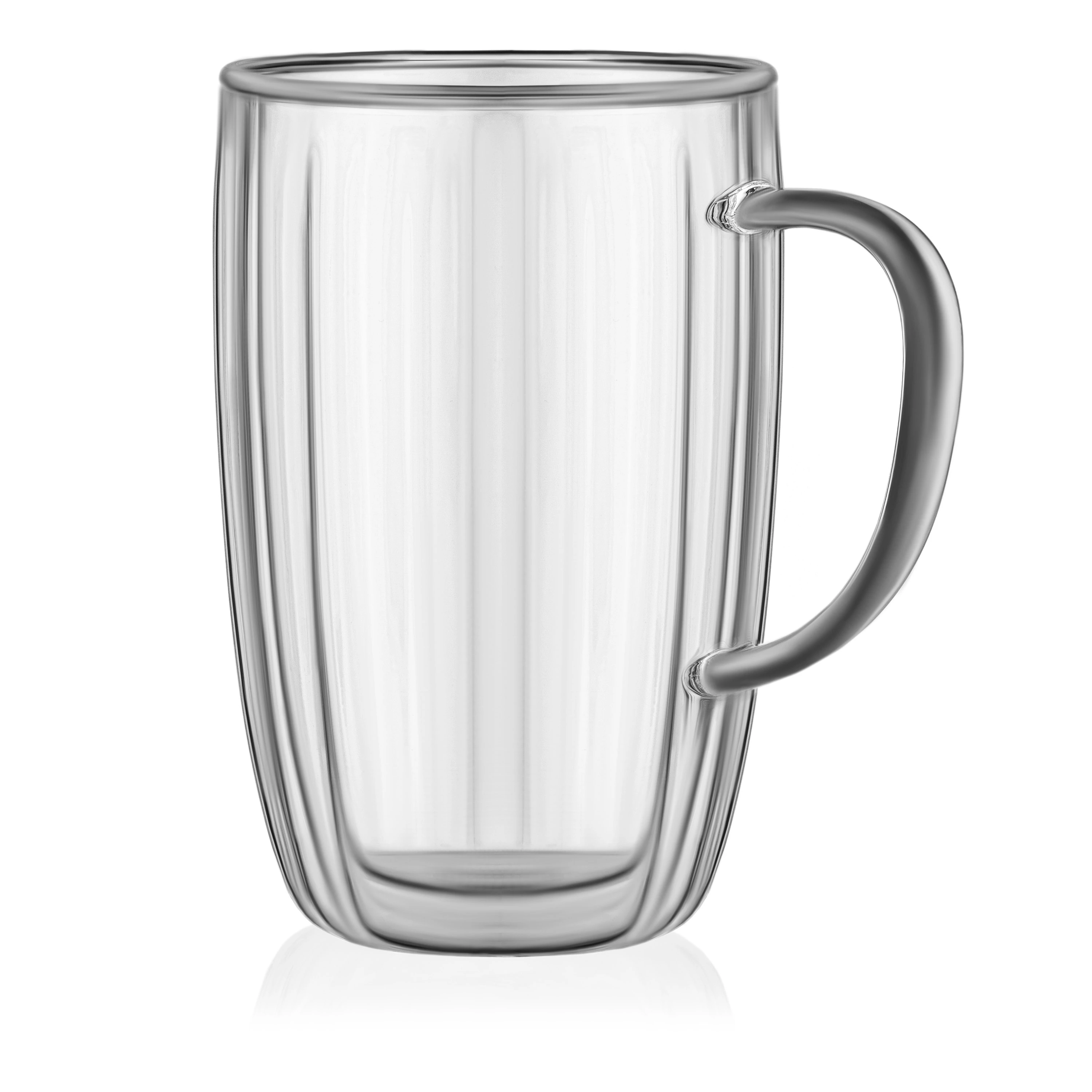 Набір чашок з ручками і подвійними стінками Ardesto 350мл, 2шт, боросилікатне скло, прозорий