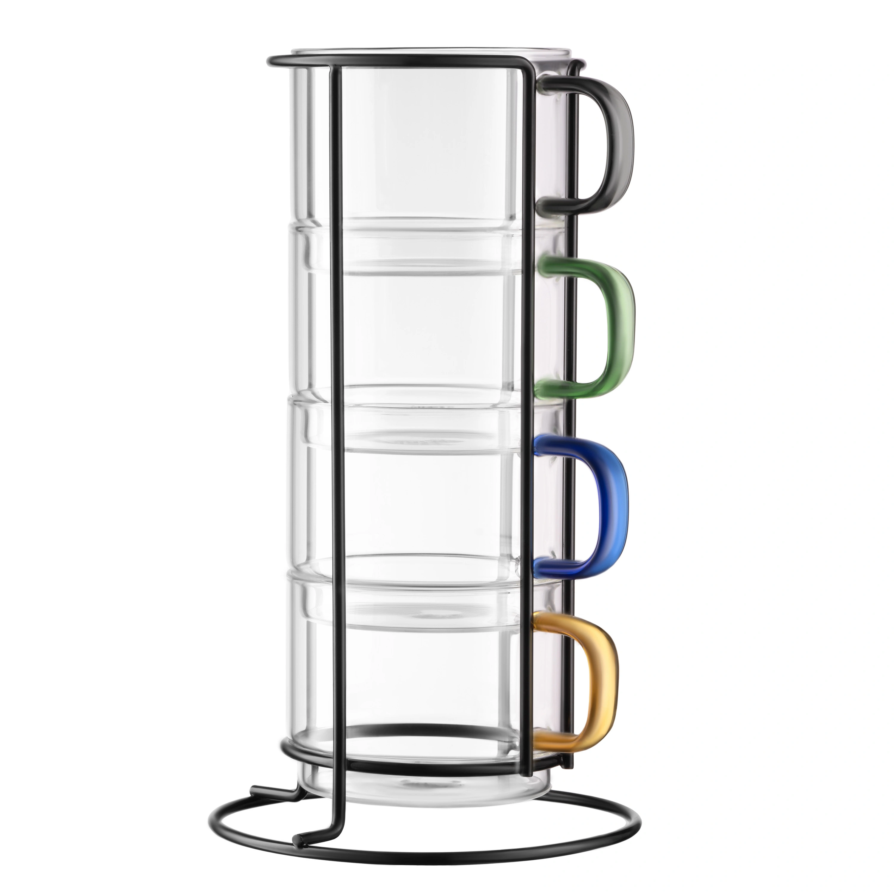 Набір чашок Ardesto 350мл, 4шт, боросилікатне скло, прозорий