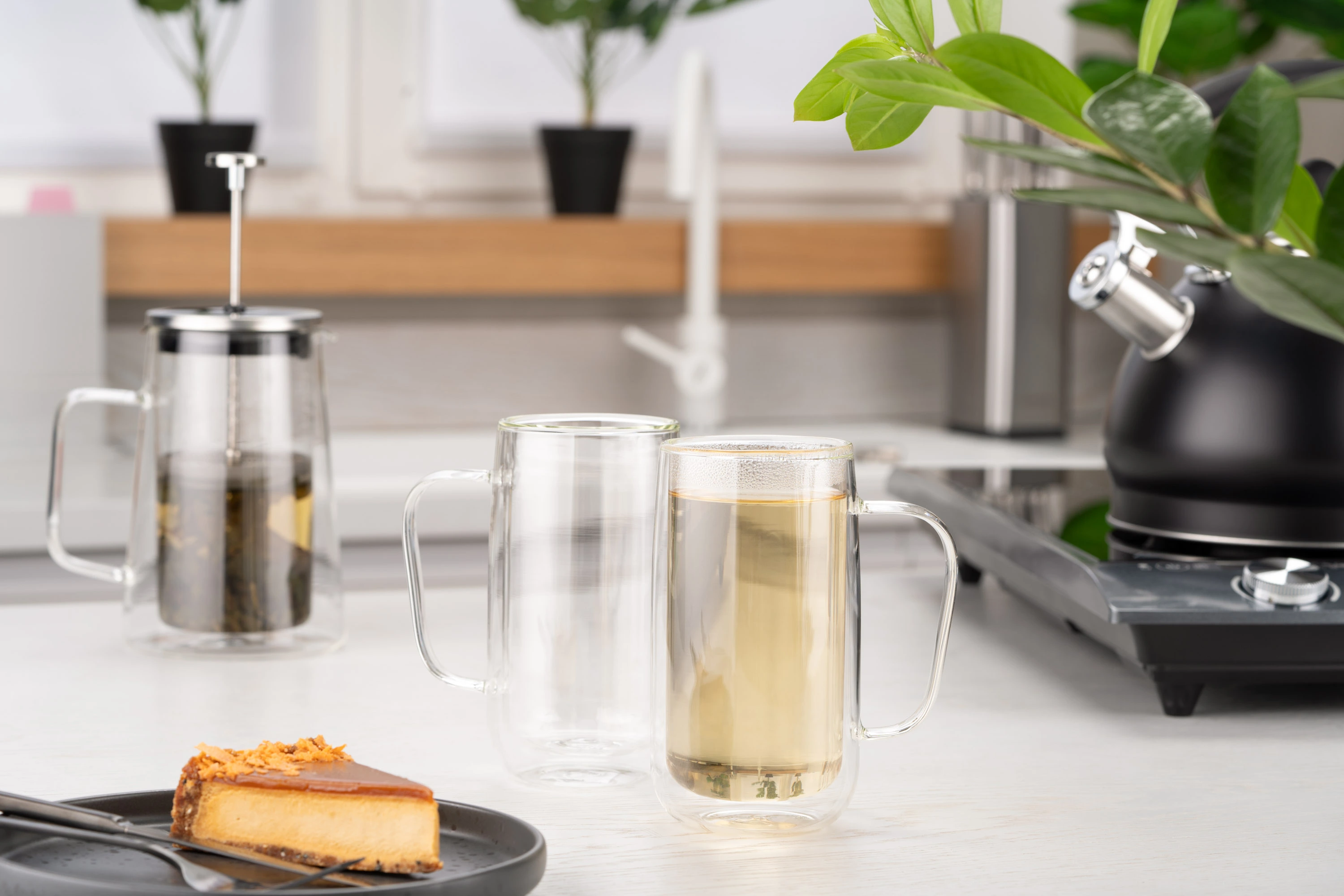 Набір чашок з ручками з подвійними стінками Ardesto, 400мл, 2шт, боросилікатне скло, прозорий - 2