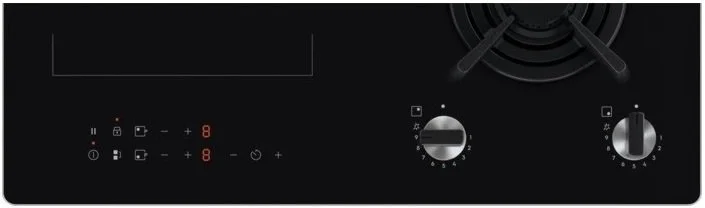 Варильна поверхня Electrolux комбінована (2 газ + 2 інд), 60см, розширена зона, чавун, чорний - 2