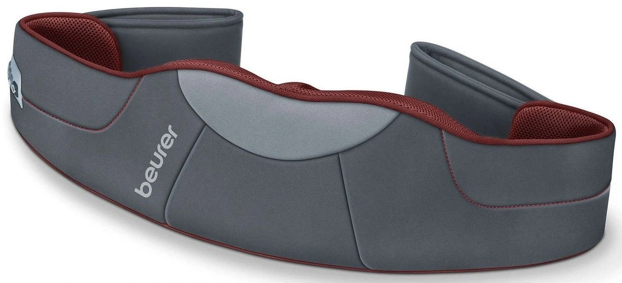 Масажний пояс Beurer для шиї, спини, ніг, від мережі, 3 режима, підігрів, сіро-червоний