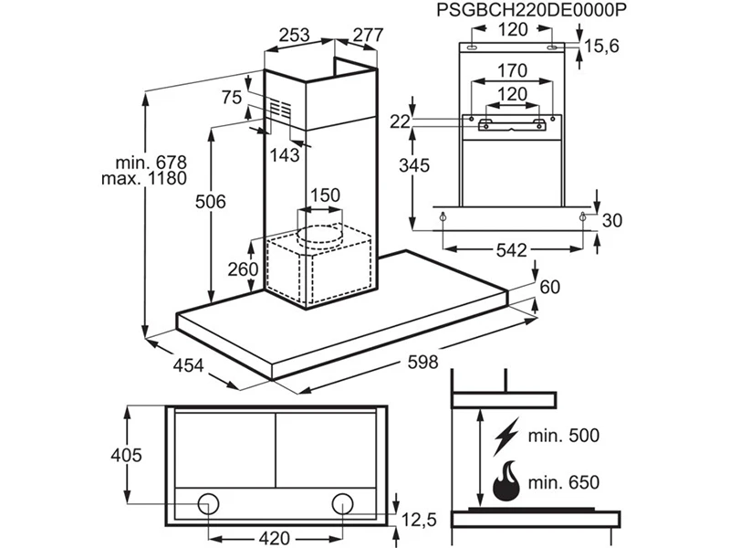 Кухонна витяжка AEG - DBE 5660 HB Hob2Hood - 2